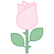 Ikon - rosa rose med grønne blader